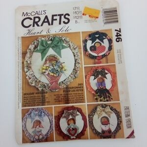McCall's Sewing Pattern 746 Holiday Wreaths Christmas Valentine's Day Easter